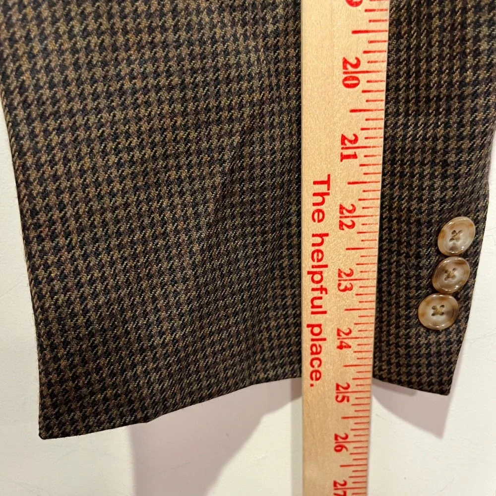Oscar de la Renta Mens Brown Houndstooth Blazer Sport Coat Tailored Clothing